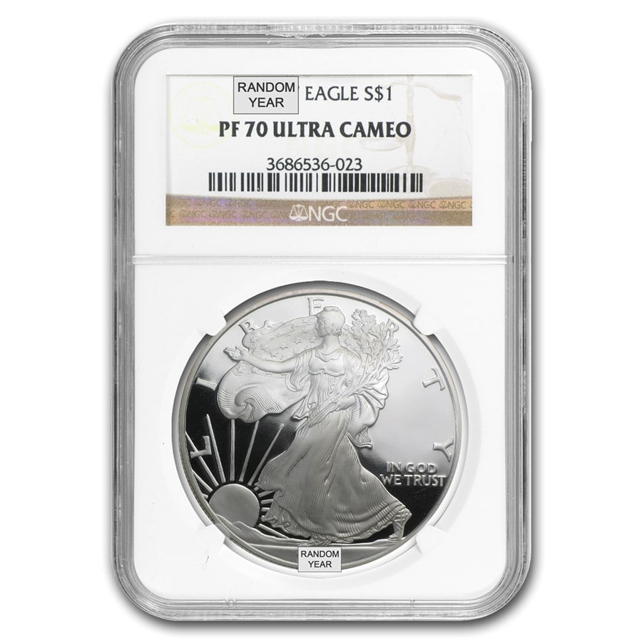 1 Oz American Silver Eagle Pf-70 Ngc - Random Year (1 of 3)