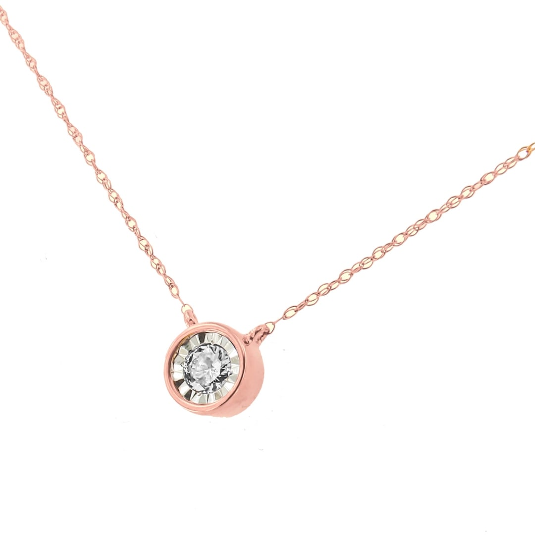 10k Gold .20ct Modern Bezel-set Solitaire Necklace (1 of 4)