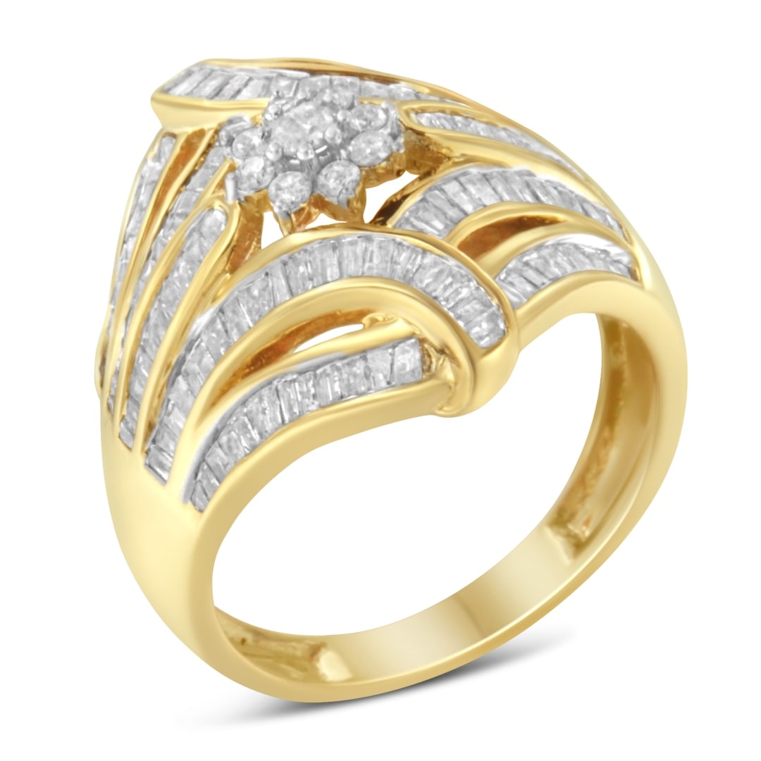10k Gold Multi-cut .97ct Diamond Cocktail Ring (1 of 6)