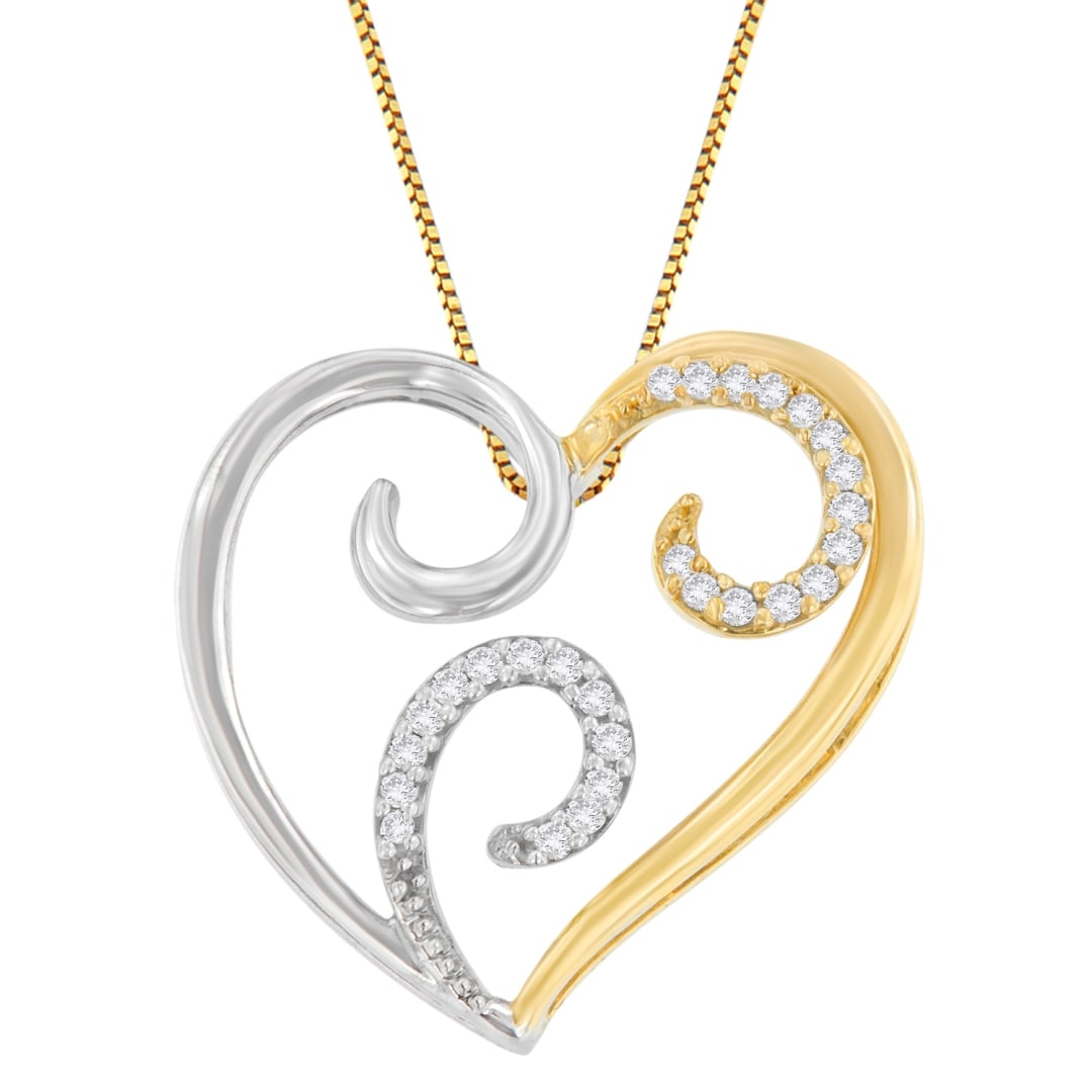 10k Two-tone Gold .10ct Diamond Heart Necklace (1 of 4)