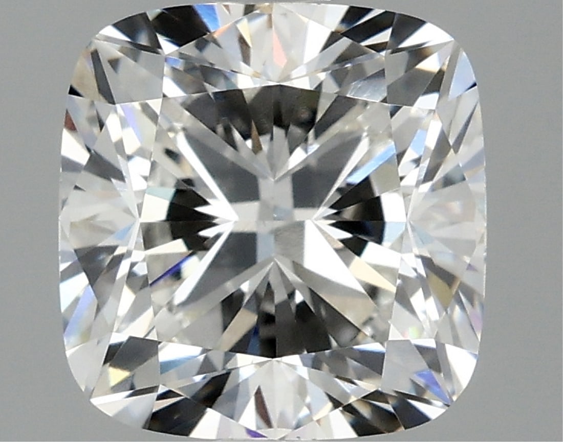 Igi Certified Cushion Cut 2.56ct Vs1 Lab Diamond: This igi-certified lab-grown cushion-cut diamond weighs 2. 56 carats. It boasts f color grade and vs1 clarity, along with excellent polish and excellent symmetry with no fluorescence. The dimensions o