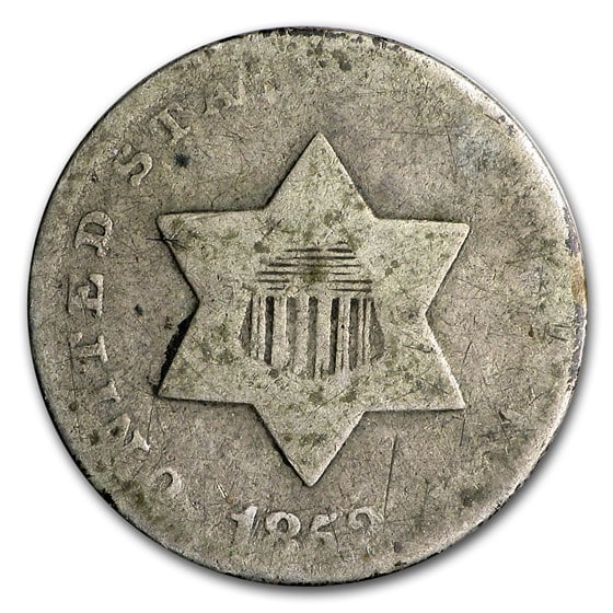 1851-1862 Three Cent Silver Avg Circ (1 of 2)