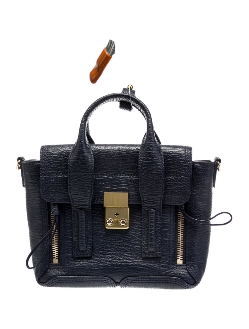 3.1 Phillip Lim Blue Lthr Push-lock Top Hdl Bag (1 of 5)