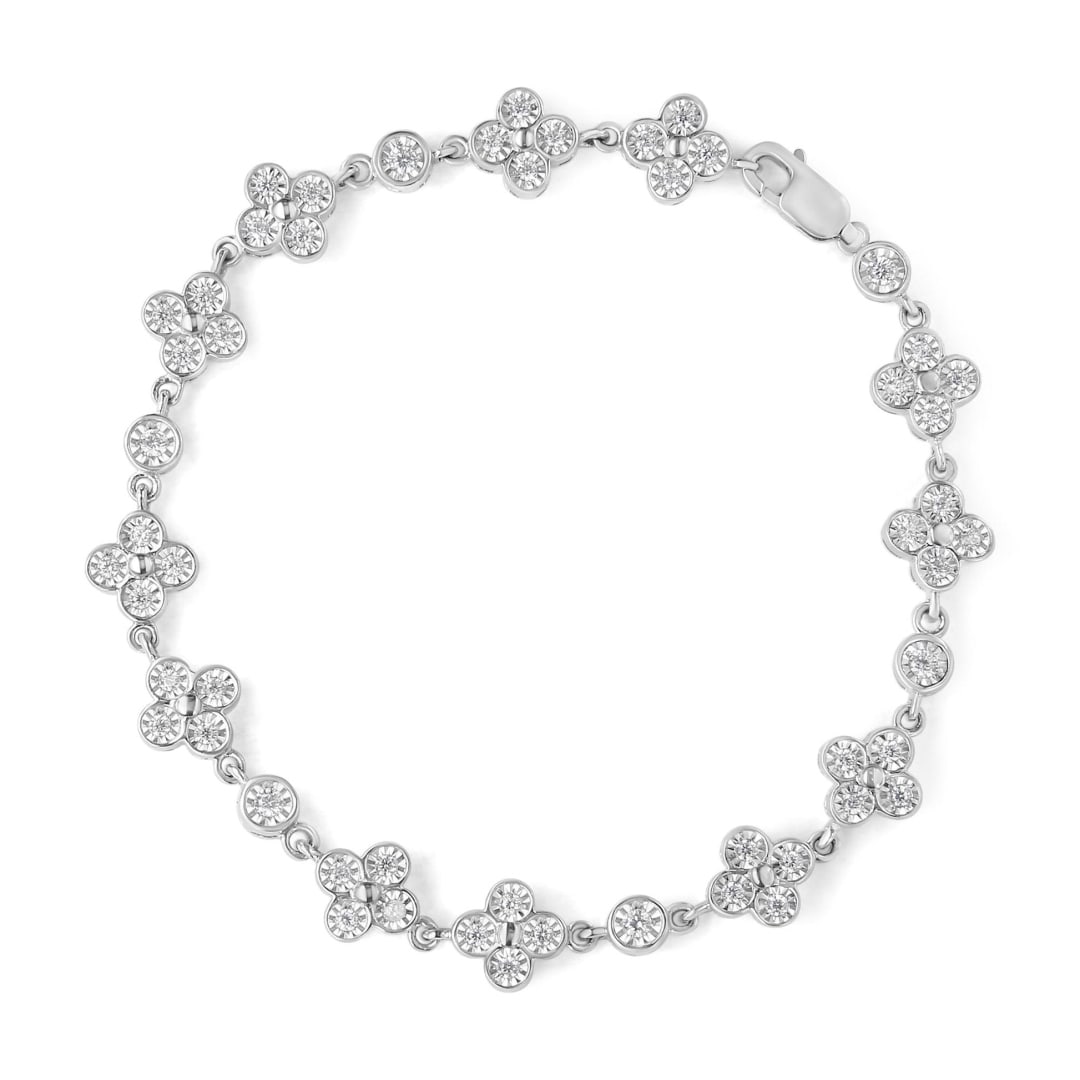 Elegant 1.00ct Diamond 4-leaf Solitaire Bracelet (1 of 6)
