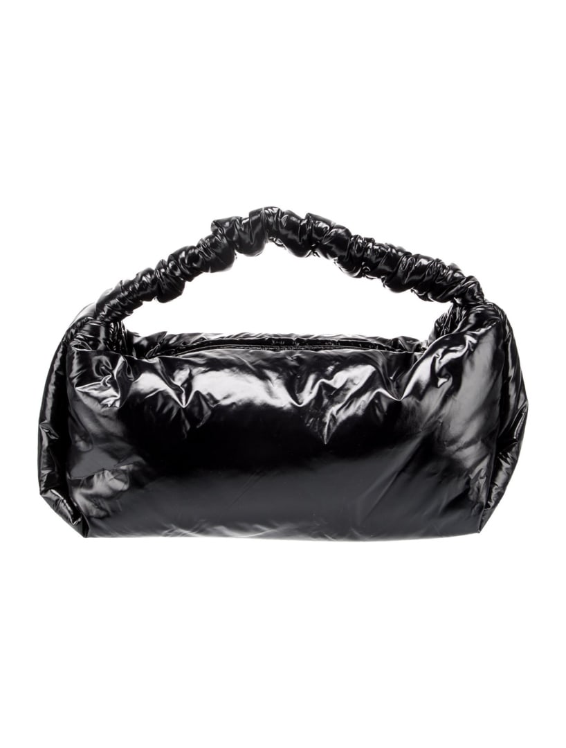 Alexander Wang Black Nylon Zip Closure Top Hdl Bag: Condition is: very good, pre-owned. Details: black nylon, silver-tone hardware, logo jacquard lining, zip closure at top, handle drop: 4", height: 4. 75", width: 11", depth: 4. 5", gender: women. Cond