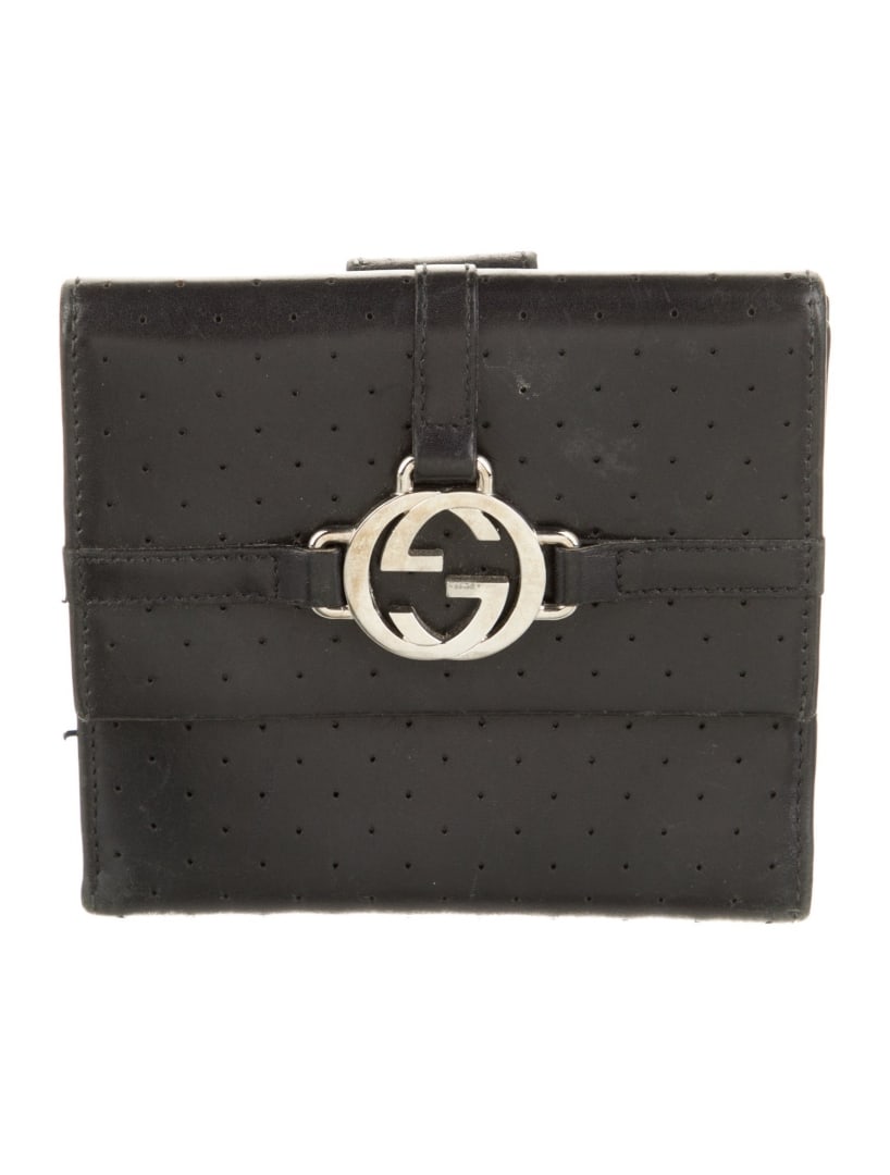 Gucci Black Leather Silver-tone Hdw Compact Wallet (1 of 3)