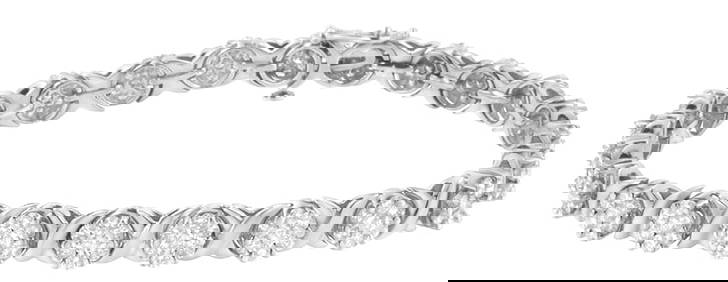 4 Prong Round Tennis Necklace - 14k White Gold, 25.00 Ct (12613) 4 Prong Round Tennis Necklace - 14k White Gold, 25.00 Ct (12613)