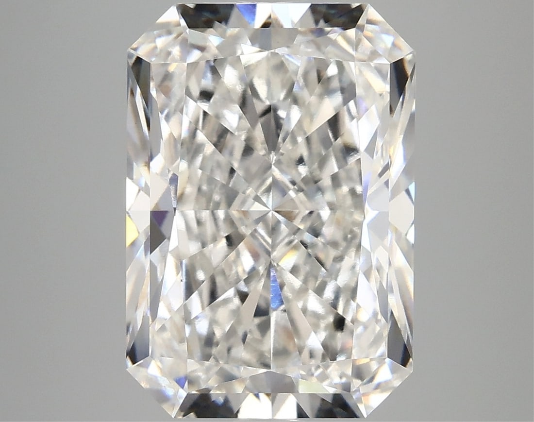Igi Certified Radiant Cut 5.97ct Vs2 Lab Diamond: This igi-certified lab-grown radiant-cut diamond weighs 5. 97 carats. It features f color grade and vs2 clarity, with excellent polish and excellent symmetry with no fluorescence. The diamond measures