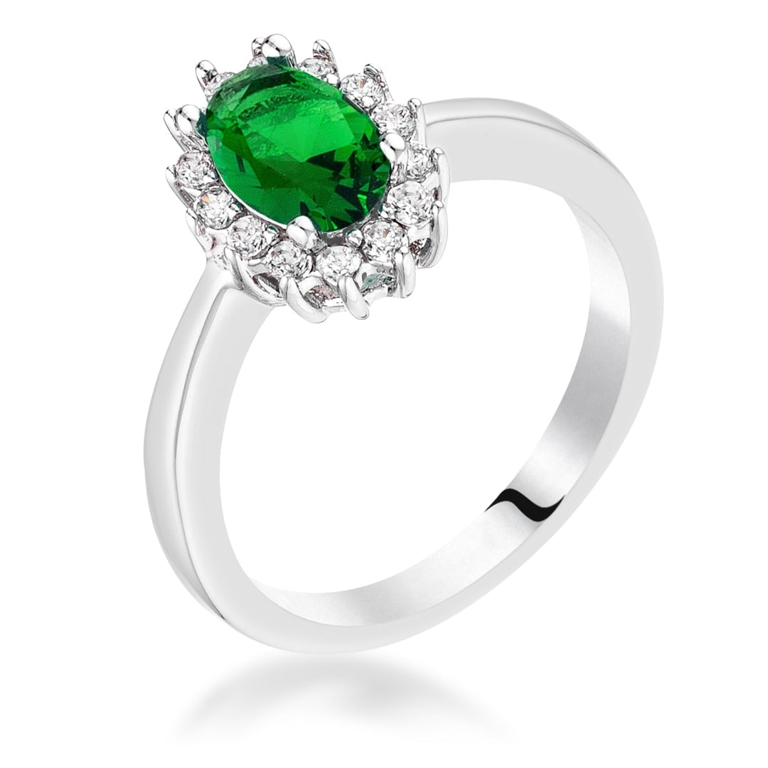 Oval Cut 1.00ct Emerald & White Topaz Petite Ring (1 of 1)