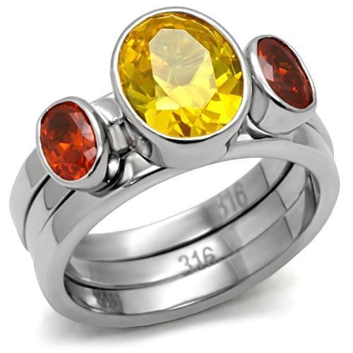 Oval 4.00ct Citrine & Ruby Stackable Rings: Size 5. Made with stainless steel high polished. Believed to be simulated gemstone(s), very pretty! Weight (approx): 8. 60 (g) center stone size: 10,8 mm