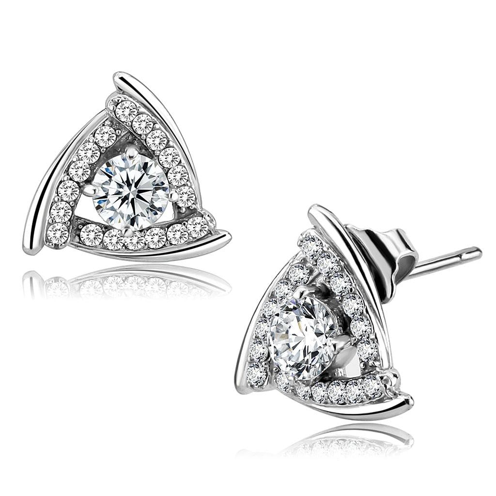 Round .25ct White Sapphire Triangular Earrings (1 of 1)