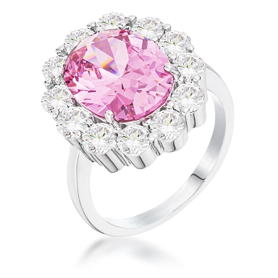 Oval Cut 11.50ct Pink & White Topaz Cocktail Ring (1 of 1)