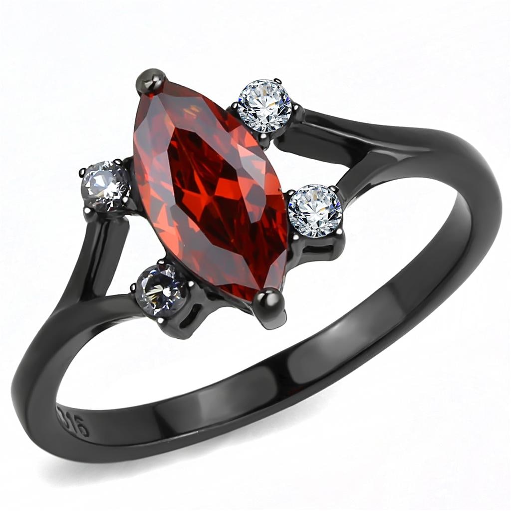 Black Ion Plated 1.12ct Garnet & White Topaz Ring (1 of 1)