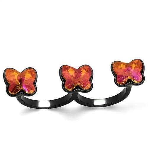 Black Ip. 4.23ct Kunzite Butterfly Cuff Ring: Size 8. Made with stainless steel with black ion plating. Believed to be simulated gemstone(s). Weight (approx): 8. 57 (g) center stone size: 10 mm