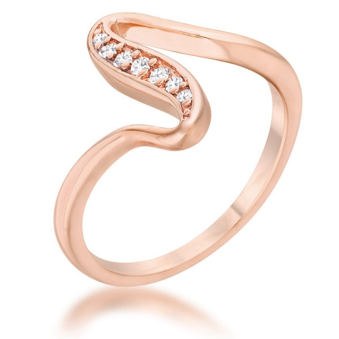 14k Gold-pl .07ct White Sapphire Swirl Ring: Ring size: 10. This ring features small white sapphire stones set in a pave design, adding a touch of sophistication to any outfit. The white sapphire stones are round-cut and measure 1. 5mm each, wit