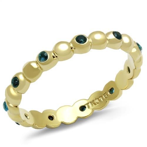 Gold-ion Plated .33ct Montana Blue Sapphire Ring: Size 5. Made with stainless steel, gold ion plated. Simulated gemstone(s). Weight (approx): 1. 56 (g)