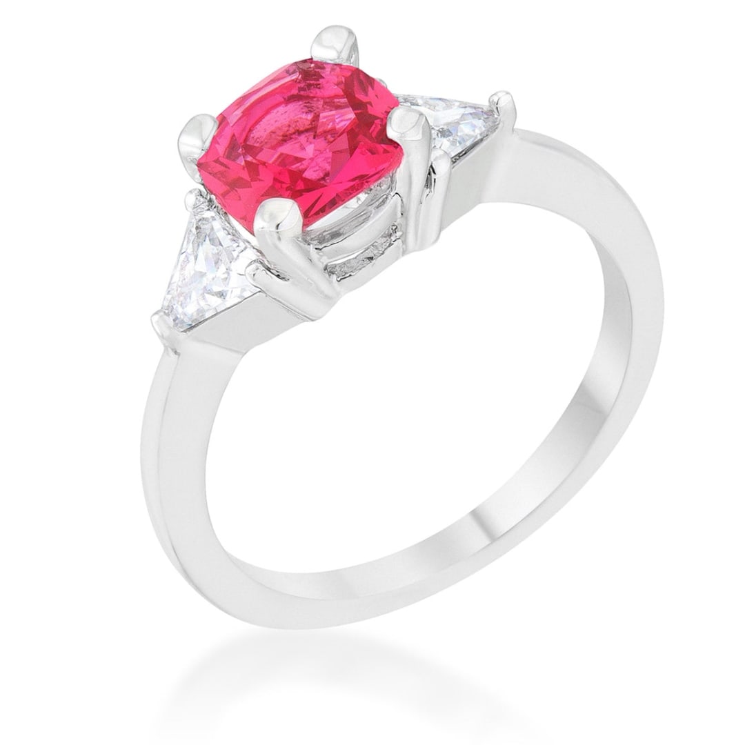 Cushion 1.80ct Ruby & White Topaz 3-stone Ring (1 of 5)