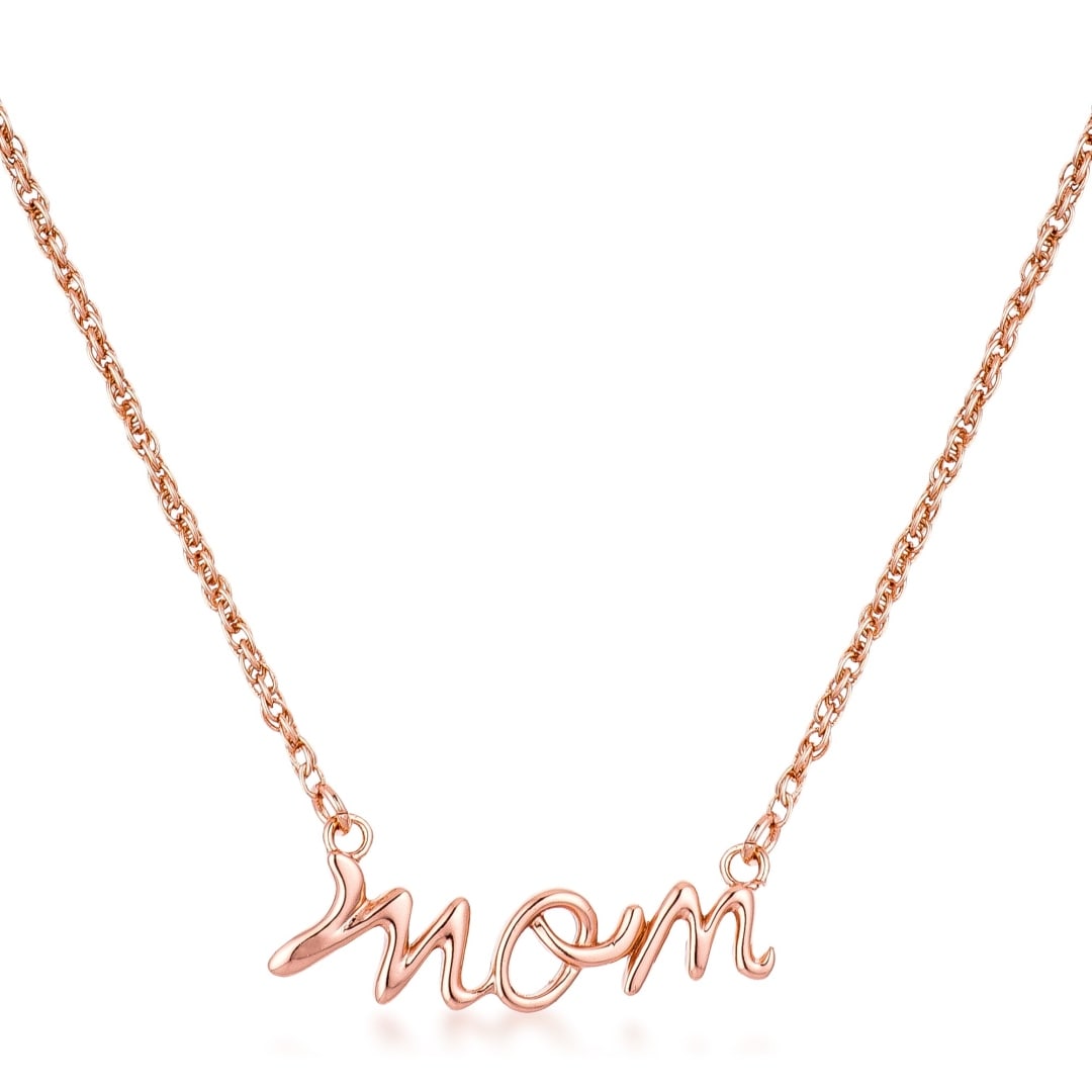 18k Rose Gold Plated "mom" Script Necklace (1 of 1)