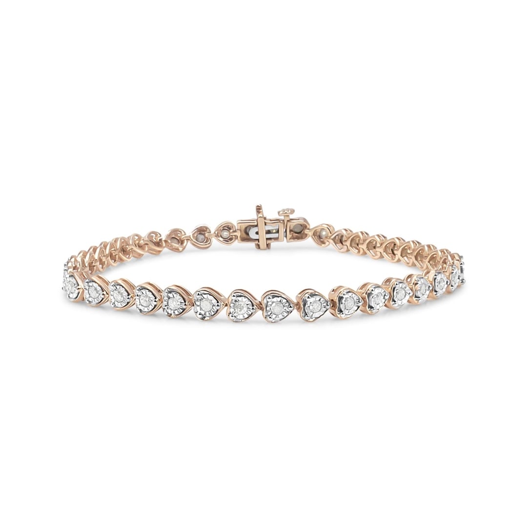 10k Gold-pl. 1.00ct Diamond Heart Link Bracelet (1 of 5)
