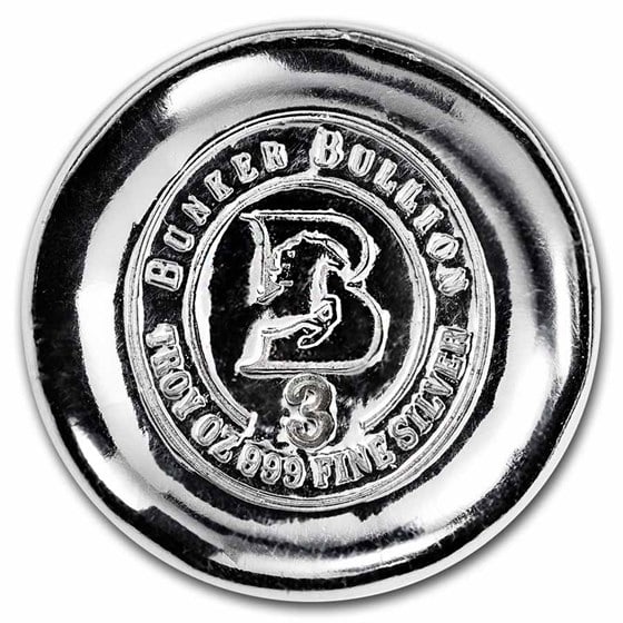 3 Oz Silver Bunker Bullion Button Round (1 of 2)