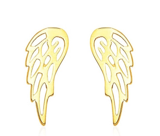 14k Gold Polished Wing Post Earrings (1 of 1)