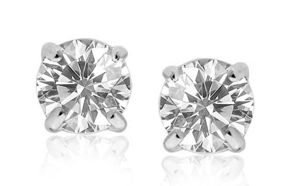 14k Wgold Round .50ct White Topaz Stud Earrings (1 of 1)