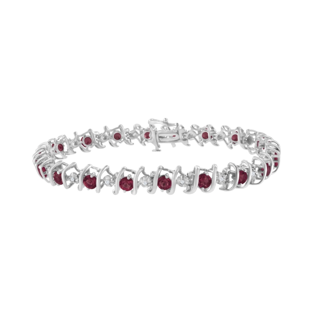 Dazzling 4.71ct Ruby & Diamond Tennis Bracelet (1 of 6)