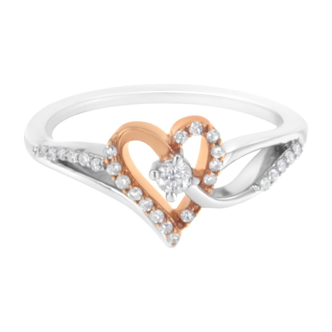 10k Gold-pl .20ct Diamond Open Heart Ring (1 of 5)