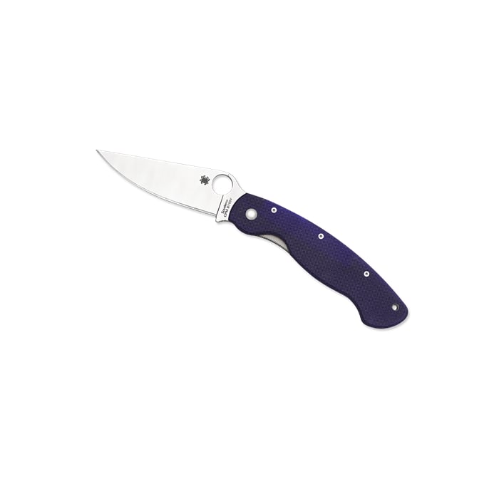 Spyderco Military Model Purple Blue Handle Knife (1 of 1)