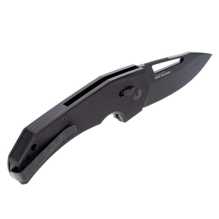 Sog Prohen Xr Folding Knife: This sog prohen xr, part of the mikkel willumsen signature collection, is a premium folding knife with an overall length of 8. 15 inches and a blade length of 3. 35 inches. It features a drop point bl