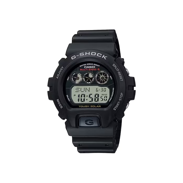 Casio G-shock 6900 Series Solar Powered Men's 50mm: This casio g-shock 6900 series solar powered atomic-timekeeping 50mm watch combines classic design and advanced technology for optimal performance. This solar-powered watch features shock resistance a