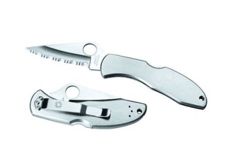 Spyderco Satin Gray Ss Serrated Delica 4 Knife (1 of 1)