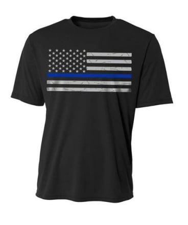 Thin Blue Line Large Classic Polyester T-shirt: Made from 100% breathable polyester, it's equipped with advanced wick-away technology to keep you cool and dry during exercise. This shirt not only offers excellent moisture-wicking capabilities but i