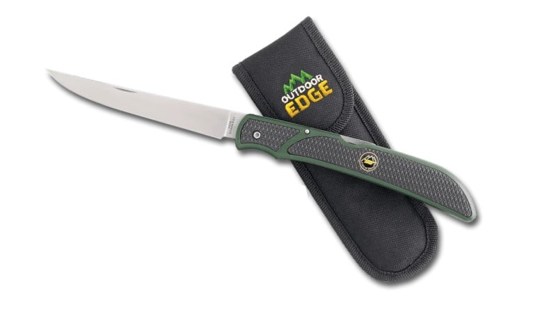 Outdoor Edge Fish & Bone Fillet Knife -green/black: This outdoor edge fish & bone knife is ideal for filleting fish and deboning game. It features a 5. 0" flexible 440a stainless steel blade, hand-finished for superior sharpness and edge retention. The