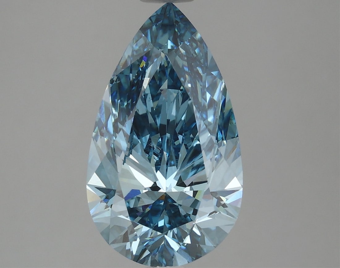 Fancy Blue Pear Cut 4.00ct Vs1 Lab Diamond (1 of 2)