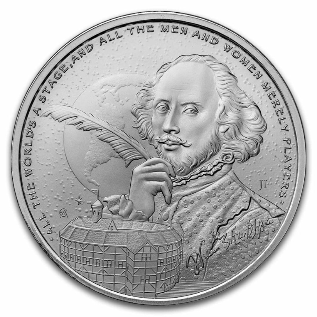 2024 Niue 1 Oz Silver Icons Of Shakespeare: This 9th release in the icons of inspirations series honors william shakespeare with a beautifully designed coin featuring artwork by renowned designer joel iskowitz. This 1 oz . 999 fine silver coin 