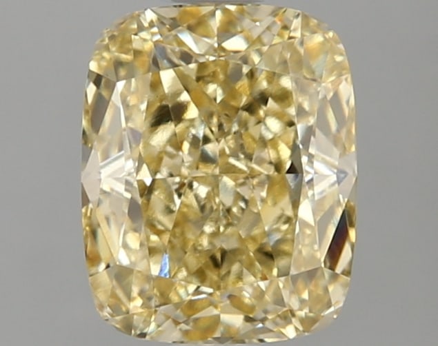 Fancy Yellow Cushion Cut 2.12ct Vs1 Lab Diamond: This igi-certified lab-grown cushion-cut diamond weighs 2. 12 carats and showcases a striking fancy intense yellow color. With vs1 clarity, it features excellent polish and excellent symmetry with no 