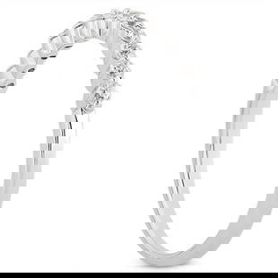14k White Gold Round .24ct Diamond Wedding Band: Size: 9. Glittering diamonds appear to float in their settings as the single shared prong setting achieve an enchanting effect expertly crafted in gleaming 14k white gold, a dozen diamonds set across