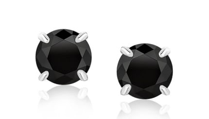 14k Wgold Round .50ct Black Onyx Stud Earrings (1 of 3)