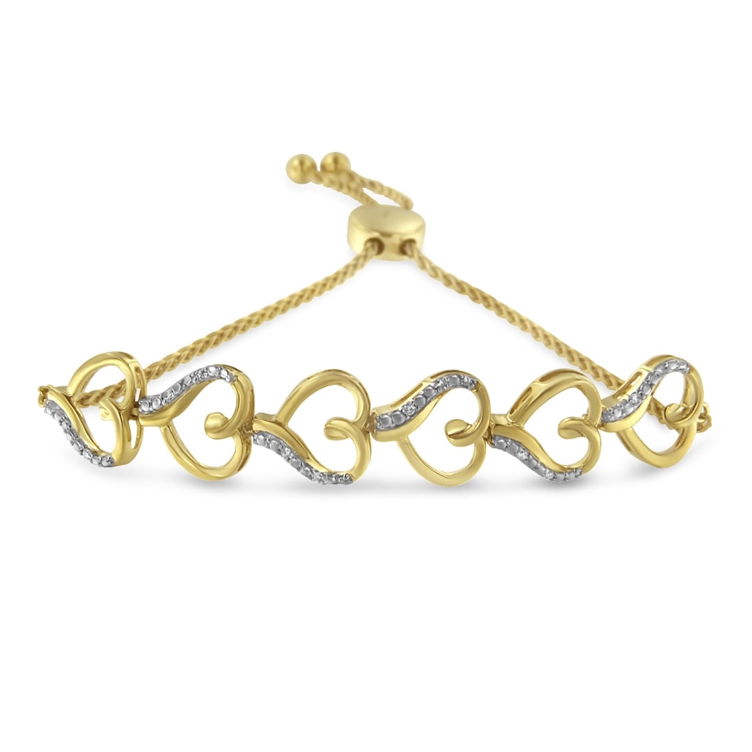 10k Gold-pl .11ct Diamond Accent Heart Bracelet (1 of 3)