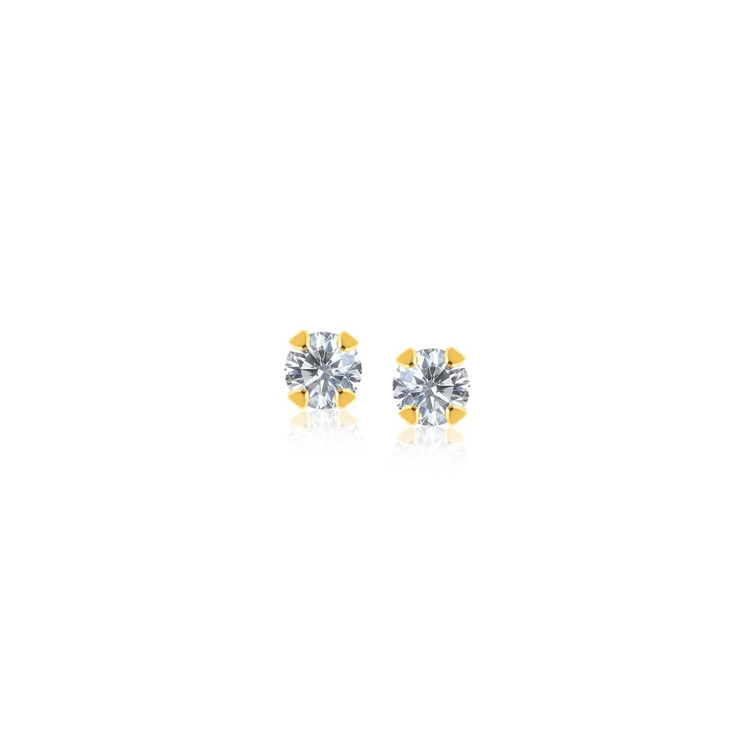 14k Gold Round .06 White Sapphire Stud Earrings (1 of 1)