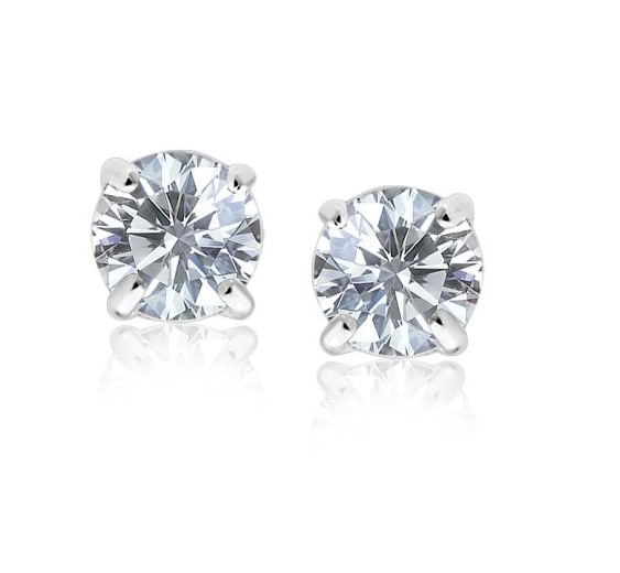 Round .20ct White Sapphire Faceted Stud Earrings (1 of 1)
