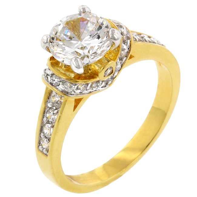 Gold Pl. Round 2.10ct White Topaz Solitaire Ring (1 of 4)