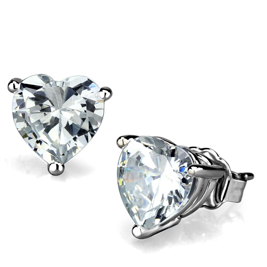 Heart Cut 4.00ct White Sapphire Stud Earrings: Material: brass & a rhodium finish for better durability and luster. Believed to be simulated gemstone(s), very pretty! Weight (approx. ): 2. 32 (g) center stone size: 8,8 mm