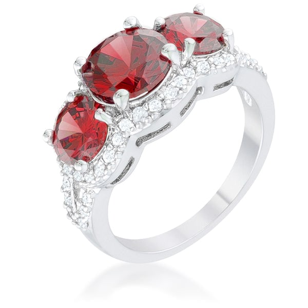 Round 6.75ct Garnet 3-stone Ring: Size 7. The 3 mm band width, lead-free alloy (brass) base metal, and prong settings make this jewelry not only stylish but also durable. The 22 mm length, 10. 75 mm width, and 6. 5 mm height, along wi