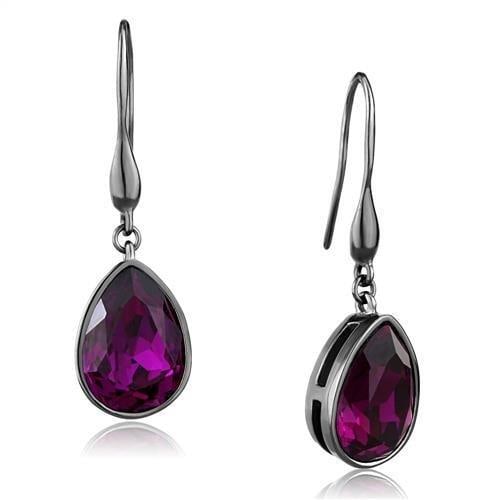 Pear 10.82ct Fuchsia Topaz Dangle Earrings: Made with stainless steel with a gunmetal (dark grey) ion plating finish. Believed to be simulated gemstone(s). Weight (approx. ): 6. 54 (g). Center stone size: 14,10 mm