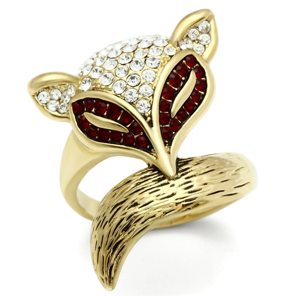 14k Gold-pl .68ct Garnet & White Topaz Fox Ring (1 of 1)