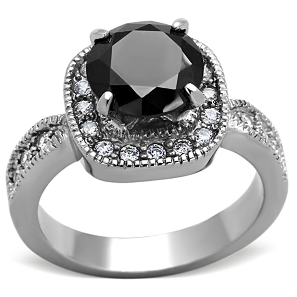Exquisite 2.75ct Onyx & White Topaz Halo Ring (1 of 1)