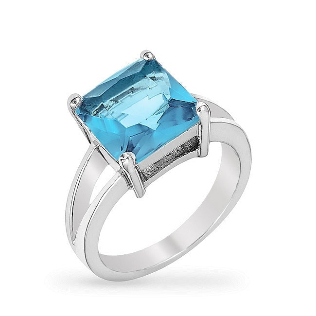Elegant Princess 5.50ct Aquamarine Solitaire Ring (1 of 1)