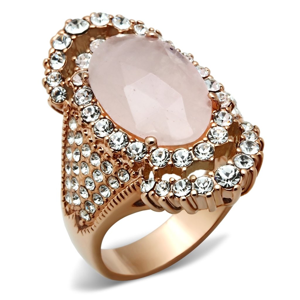 Oval 7.50ct Rose Quartz & White Topaz Halo Ring (1 of 1)